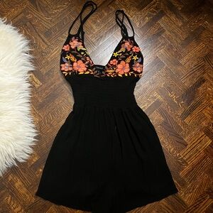 Forever 21 Black and Orange Floral Chemise